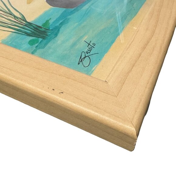 Original Mallard Duck Art Watercolor Drawing Signed Buscito Framed 8x10 - Picture 10 of 10